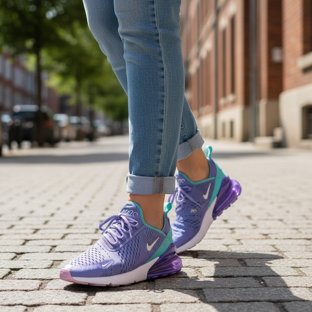 Nike Air Max 270 Youth 7Y Oxygen Purple Spirit Teal BV1236-400 Women 8.5